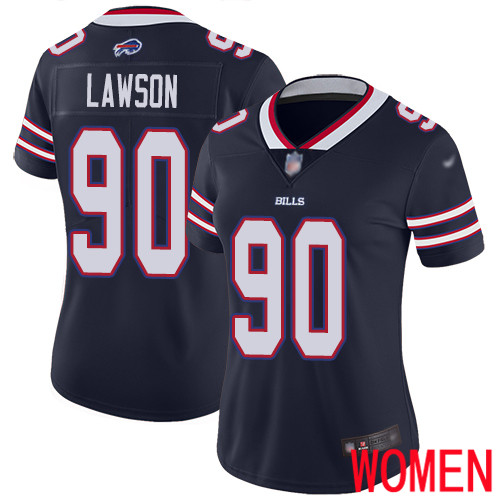 Women Buffalo Bills 90 Shaq Lawson Limited Navy Blue Inverted Legend NFL Jersey